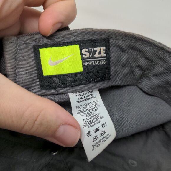 Nike Swoosh Slideback Hat Gray OSFM Embroidered S1ZE Heritage 86 - Picture 8 of 9